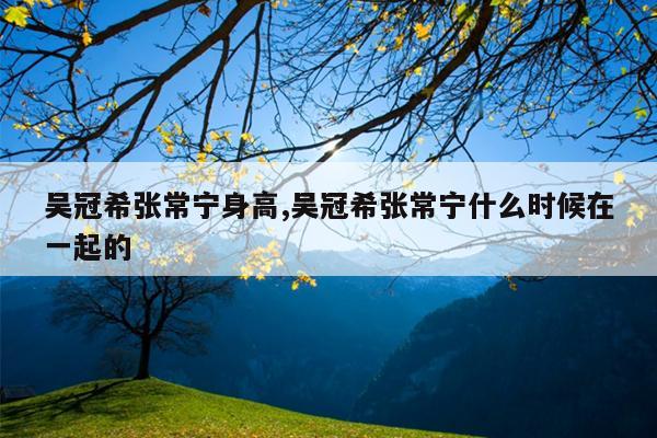 吴冠希张常宁身高,吴冠希张常宁什么时候在一起的